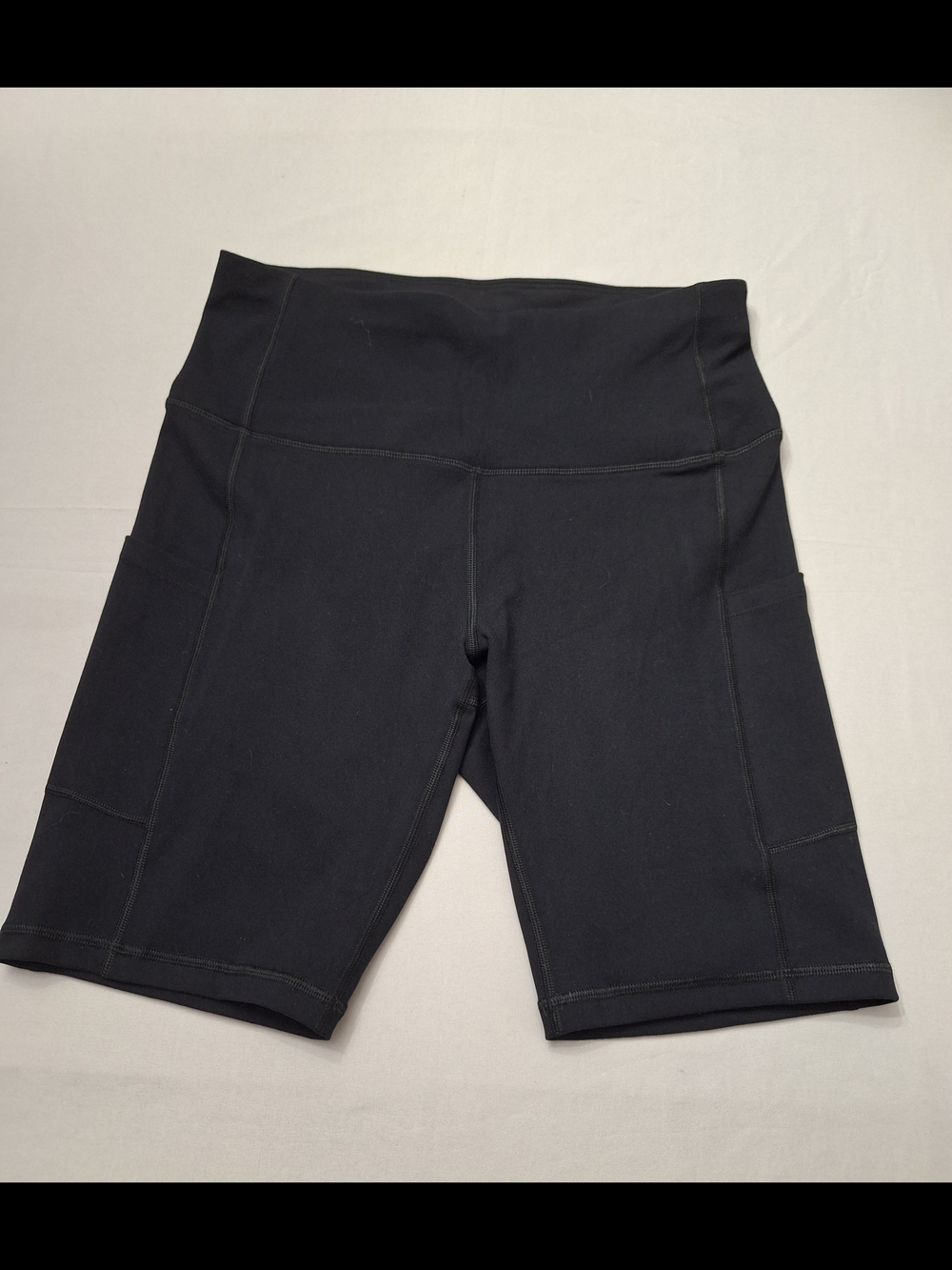 Women’s High-Waist Black Bike Shorts with Side Pockets